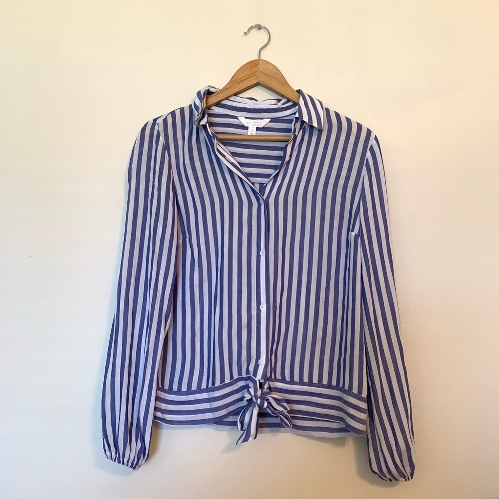 Lauren Conrad Blue and White Striped Button Down